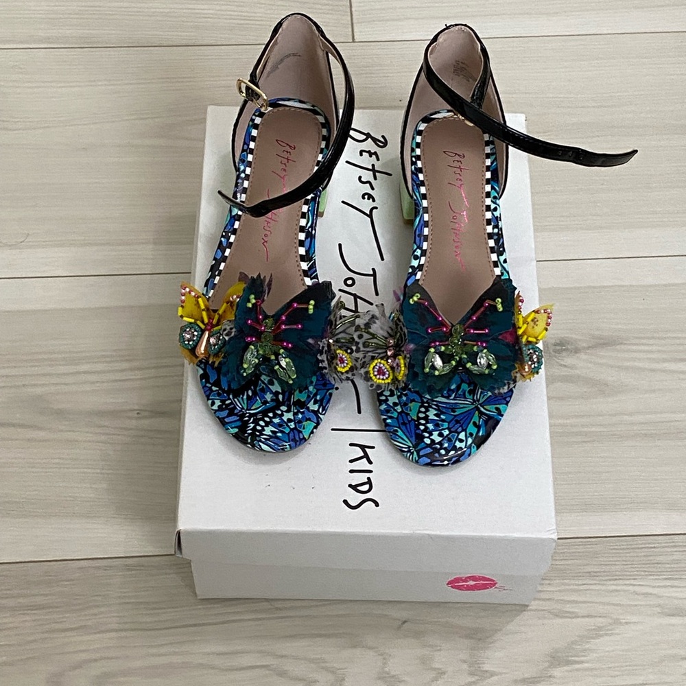 Betsey Johnson Blue and Yellow Embellished Sandals